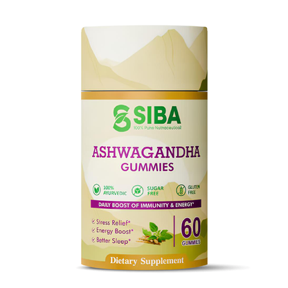SIBA Ashwagandha Gummies packaging on a white background