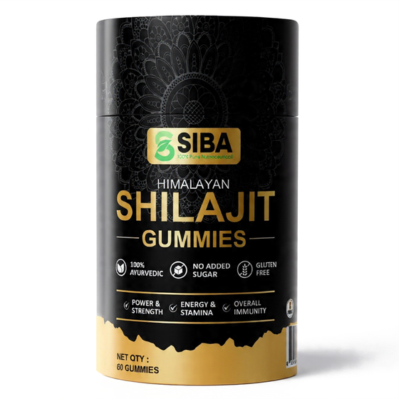 SIBA Himalayan Shilajit Gummies packaging on a white background
